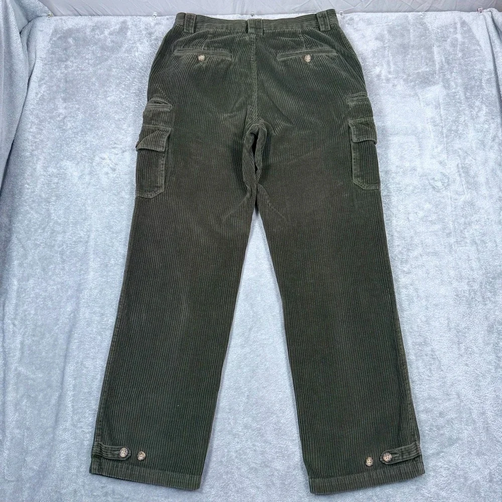 Cabelas Outfitter Series Corduroy Cargo Pants Mens 34x32 Wide-Whale‎ Dark Green